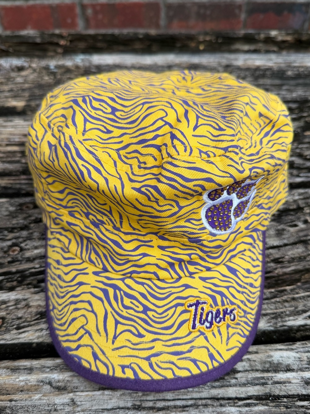 LSU Tigers Women’s Gold & Purple Tiger Striped Adjustable Cadet Style Hat BT1